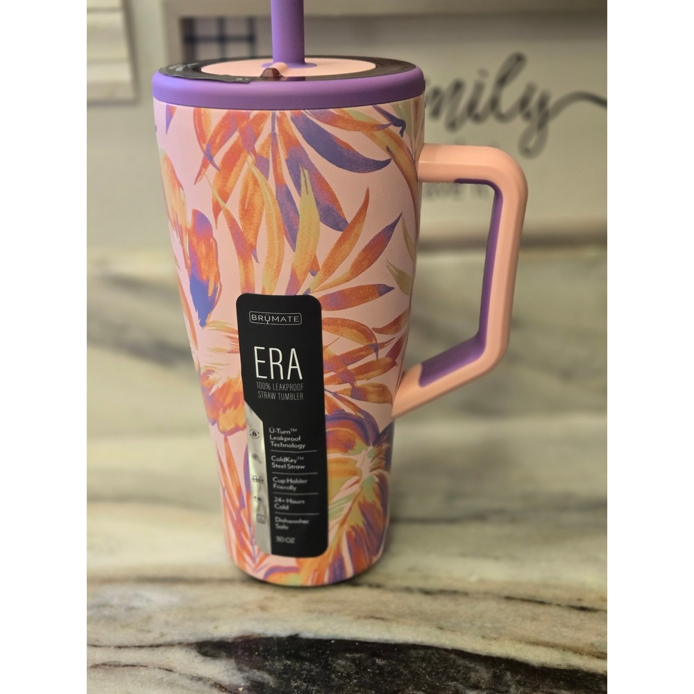 BruMate x Billabong Era 30oz Leakproof Straw Tumbler Tropical Floral NIB Limited